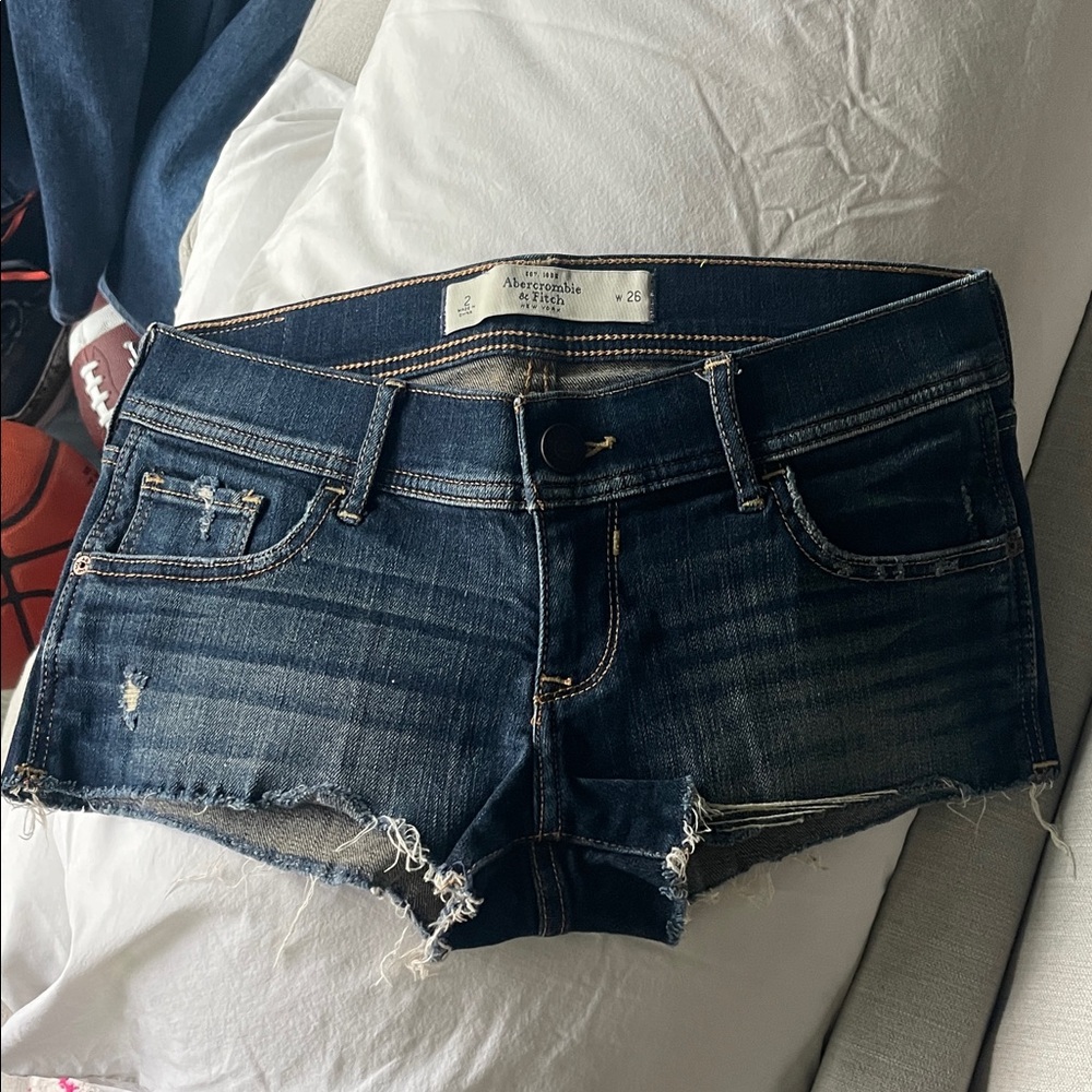 Abercrombie & Fitch Women's Dark Blue Jean Shorts